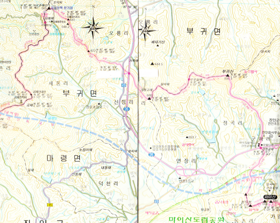 금남호남정맥 제 4구간(강정골재~모래재)