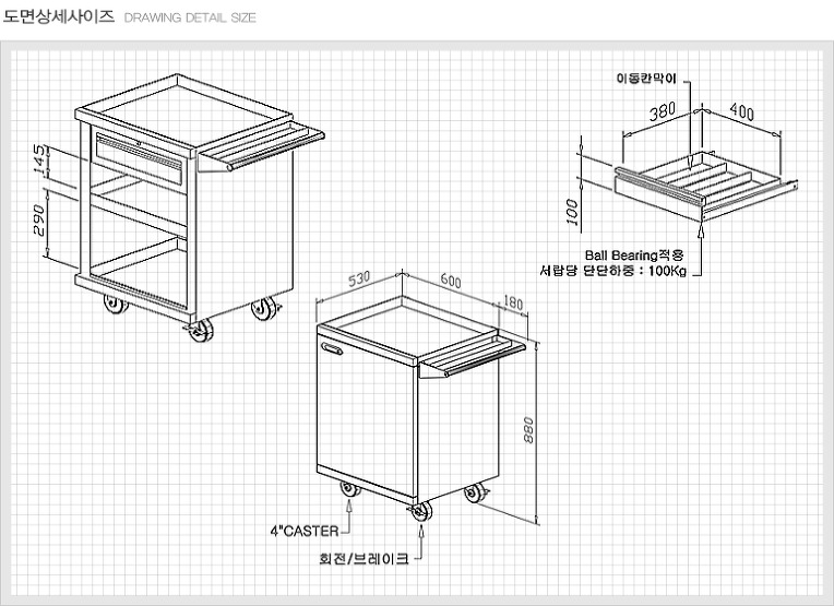 이동공구함/캐비넷 TYPE/기본형/옆판+뒤판+DOOR/SW-CC3S1D65